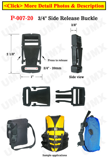 3/4" Side Release Plastic Buckles With Easy Open Latch