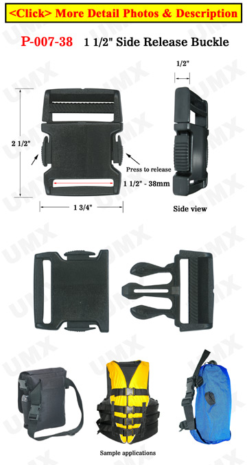 1 1/2" Snap Easy Plastic Buckles with Side Release Latch