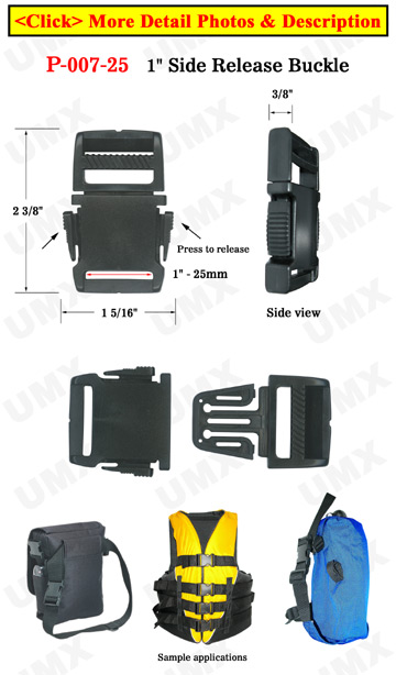 1" Strap Side Release Plastic Buckles With Easy Open Latch