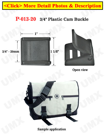 3/4" Plastic Cam Fastening Strap Buckles: with Two Strap Holes