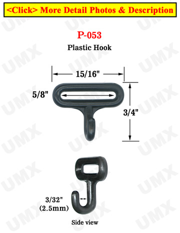 5/8" Flat Strap Plastic Hooks: For Flat Webbing