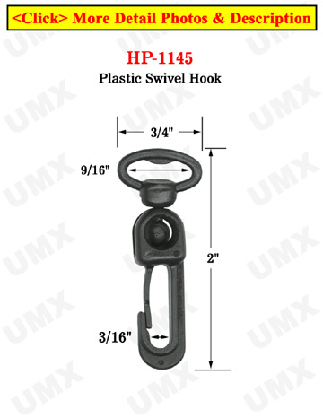 9/16" Oval Head Flat Strap Swingable Plastic Hooks: For Flat Cords