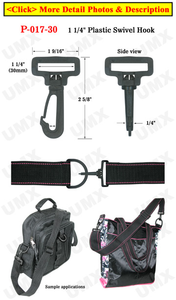 1 1/4" Most Popular Swivel Plastic Hooks: For Backpack Straps