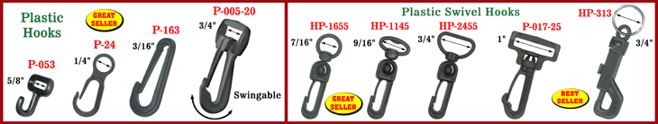 Plastic Hooks: Snap Hooks, Swivel Hooks and Hooks with Key Rings 