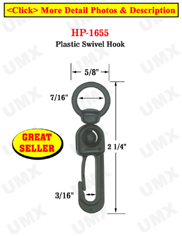 7/16" Round Swingable Plastic Hooks: For Round and Flat Cords