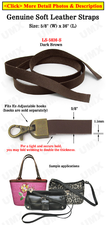 Leather Straps: Genuine Soft-Touch Leather - 5/8"(W)x36"(L)