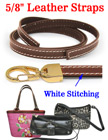 Stitched-Enhanced Leather Straps: Thick Genuine Flat Leather 5/8"(W)x44"(L)