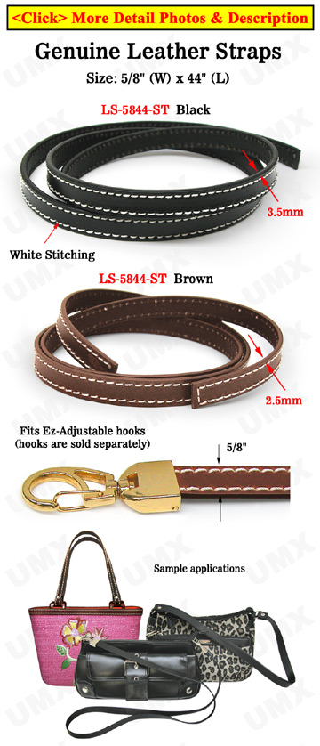 Stitches-Enhanced Leather Straps: Genuine Flat Leather 5/8"(W)x44"(L)