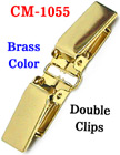 5/8" Double Clips: Metal Suspender Clips Without Plastic PVC Teeth: Brass Color CM-1055