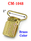 1" Engraved Tip Metal Suspender Clips Without Plastic PVC Teeth: Brass Color CM-1048