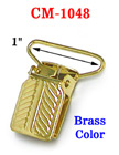 1" Engraved Tip Metal Suspender Clips Without Plastic PVC Teeth: Brass Color