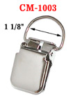 1 1/8" D-Eye Heavy-Duty Metal Suspender Clips With Strong Locking Jaw Without Plastic PVC Teeth: Nickel Color CM-1003