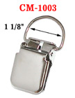 1 1/8" D-Eye Heavy Duty Metal Suspender Clips With Strong Locking Jaw Without Plastic PVC Teeth: Nickel Color