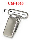 1" Rectangular Metal Suspender Clips Without PVC Plastic Teeth: Nickel Color