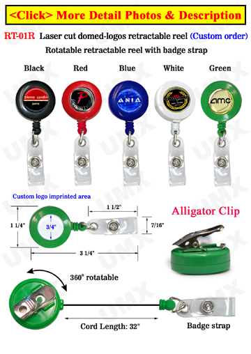 Laser Cut Customized Badge Reels With Domed Logo Cover Protection 