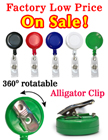 Rotatable Retractable Badge Reels With Alligator Clips & Badge Straps RT-01R/Per-Piece
