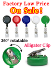 Rotatable Retractable Badge Reels With Alligator Clips & Badge Straps