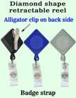 Diamond Shaped Retractable Name Badge Reels With Alligator Clips