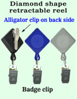 Diamond Shaped Retractable ID Holders With Alligator Clips RT-02-QAC/Per-Piece