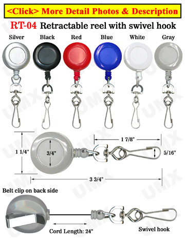 Retractable Reels With Metal Swivel Hooks