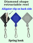 Diamond Shape Retractable Security Access Card Reels With Alligator Clips