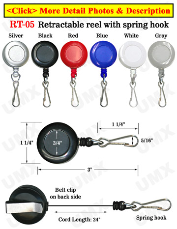 Retractable Reels With Metal J-Hooks