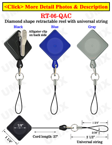 Diamond Shape Retractable Badges With Alligator Clips