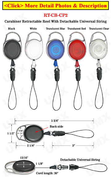 Carabiner Retractable Cell Phone Strings With Universal String Connector