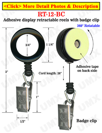 Rotatable Retractable Displays With Adhesive Backs and Snap-On Buttons