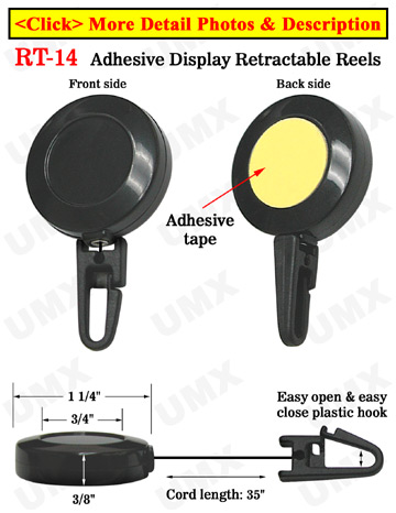Multiple Application Retractable Accessory Display With Plastic Ez-Hooks - Adhesive Tapes Included