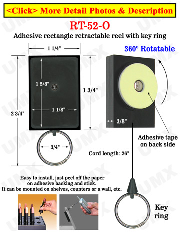 All Direction Access Retractable Display With Adhesive Backs and Metal Key Chains
