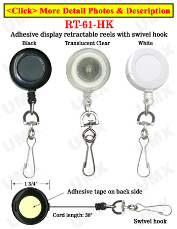 High Quality &amp; Cheap Trade Show Display Retractable Trade Show Reels With Metal Swivel Hooks and Adhesive Backing