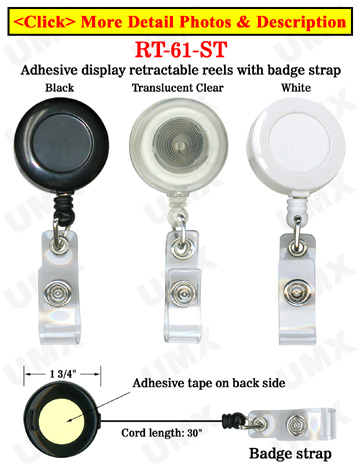 Adhesive Simple Snap-On Display Retractable Reels With Snap-On Straps and Adhesive Backing