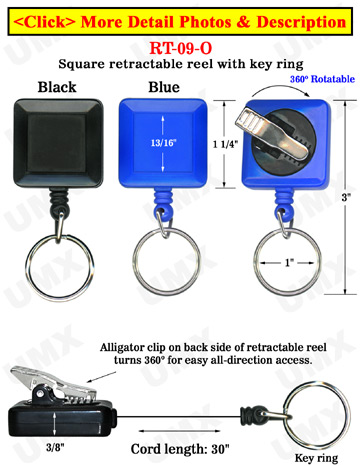 All Direction Pull Retractable Keychain Reels With Metal Key