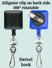 Rotatable Swivel Hook Reels With Swivel Backs & Alligator Clips