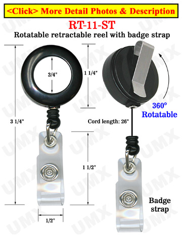 2 Pc Mini Retractable Pull Reel Key Chain Clip On Key ID Badge