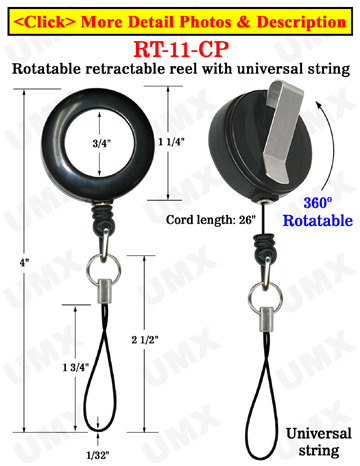 All Direction Pull Retractable Cell Phone String Reels With Universal Strings & Belt Clips