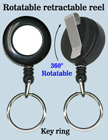 All Direction Pull Retractable Keychain Reels With Metal Key Chains & Belt Clips