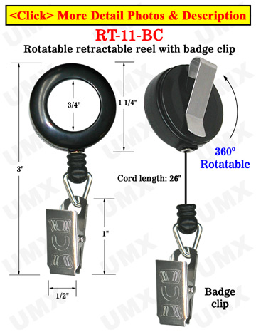 All Direction Pull Retractable Name Badge Clips With Metal Badge Clips & Belt Clips