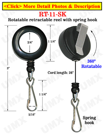 All Direction Pull Retractable Swivel Hooks Reels With Metal Swivel Hooks &  Belt Clips 