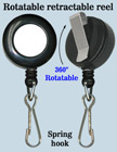 All Direction Pull Retractable Spring Hooks Reels With Metal Spring Hooks & Belt Clips