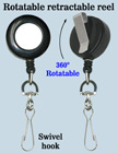 All Direction Pull Retractable Swivel Hooks Reels With Metal Swivel Hooks & Belt Clips RT-11-HK/Per-Piece