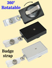 Rectangle Rotatable Retractable Name Badge Holders With Name Badge Straps & Belt Clips RT-51-ST/Per-Piece