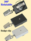 Rectangle Rotatable Retractable Nametag Holders With Nametag Clips & Belt Clips