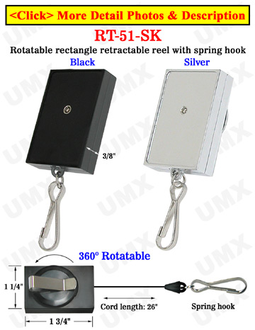 Rectangle Rotatable Retractable Wholesale Badge Reels With Factory Direct Wholesale Price