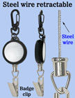 Steel Metal Wire Retractable Reels With Badge Clips