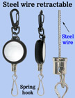 Braided Cable Wire Retractable Reels With Metal Spring Hooks