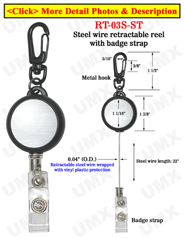 Steel Wire Retractable Reels With Badge Straps