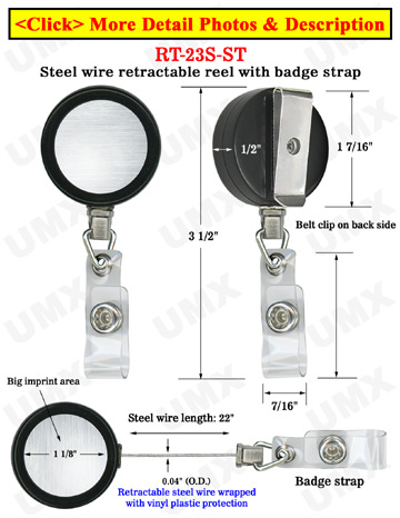 Durable Steel Cable Badge Reels With Badge Straps 