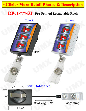 Printed Retractable ID Holders: Pre-Printed Lucky Number 777